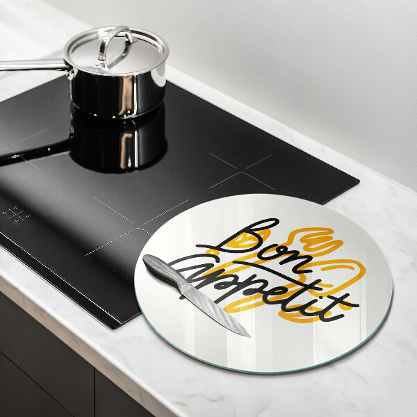 Steklena podloga za rezanje Napis Bon Appetit