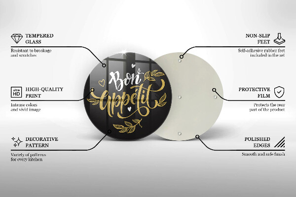Steklena podloga za rezanje Napis Bon Appetit