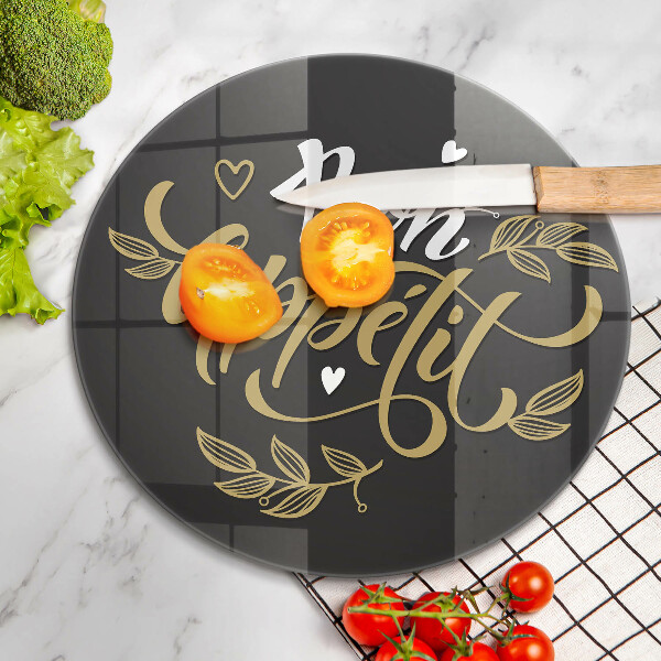 Steklena podloga za rezanje Napis Bon Appetit