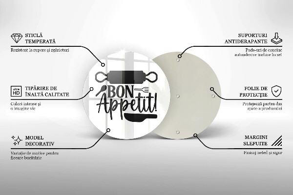 Steklena podloga za rezanje Napis Bon Appetit