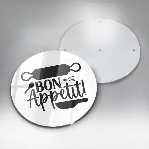 Steklena podloga za rezanje Napis Bon Appetit