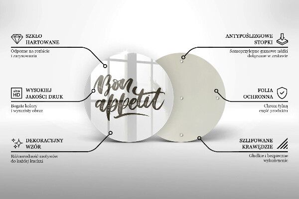 Steklena podloga za rezanje Napis Bon Appetit