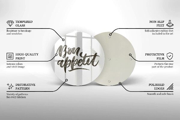 Steklena podloga za rezanje Napis Bon Appetit