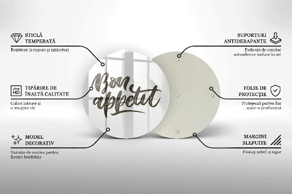 Steklena podloga za rezanje Napis Bon Appetit