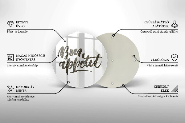 Steklena podloga za rezanje Napis Bon Appetit