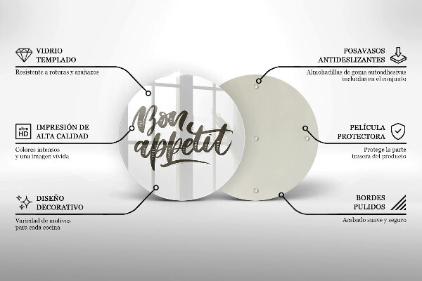Steklena podloga za rezanje Napis Bon Appetit