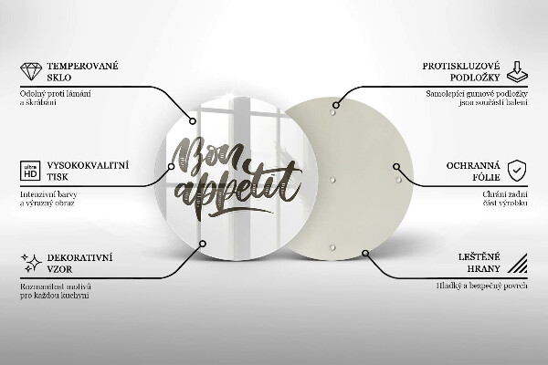Steklena podloga za rezanje Napis Bon Appetit