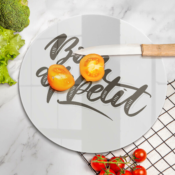 Steklena podloga za rezanje Napis Bon Appetit