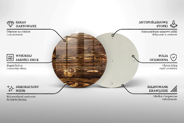 Steklena podloga za rezanje Tekstura lesa
