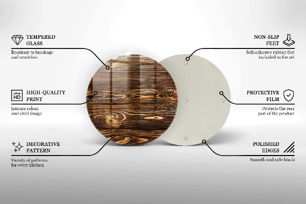 Steklena podloga za rezanje Tekstura lesa