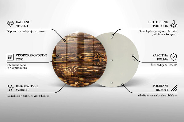 Steklena podloga za rezanje Tekstura lesa