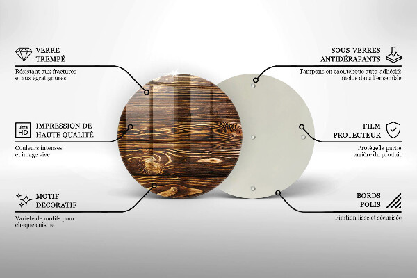 Steklena podloga za rezanje Tekstura lesa