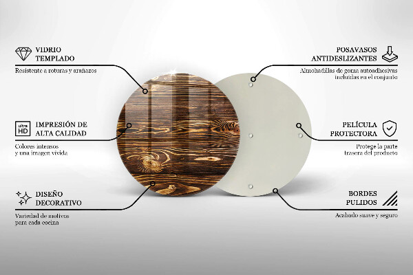 Steklena podloga za rezanje Tekstura lesa