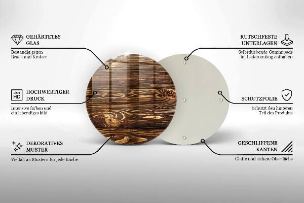 Steklena podloga za rezanje Tekstura lesa