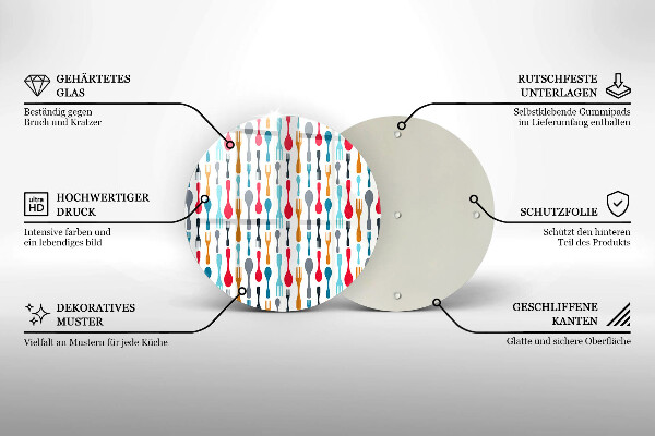 Steklena podloga za rezanje Ilustracija žlice