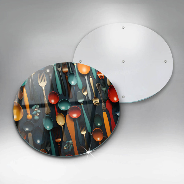 Steklena podloga za rezanje Pisane žlice in vilice