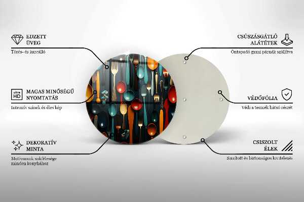 Steklena podloga za rezanje Pisane žlice in vilice
