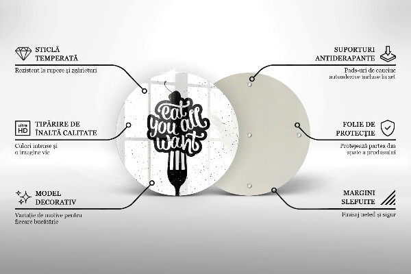 Steklena podloga za rezanje Napis Eat you all want