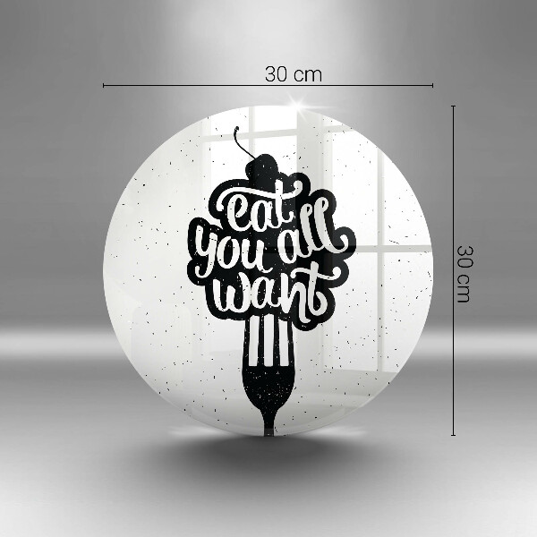 Steklena podloga za rezanje Napis Eat you all want