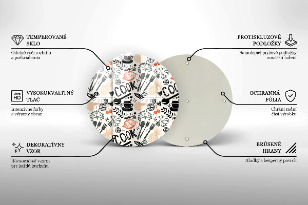 Steklena podloga za rezanje Motiv risane kuhinje