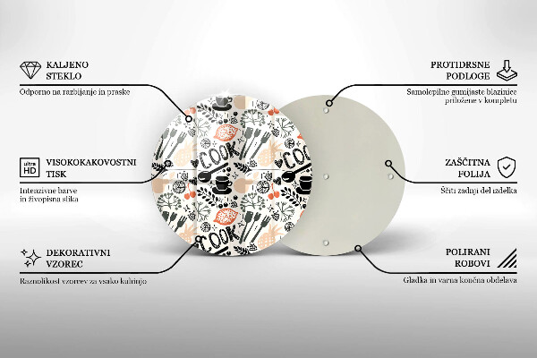 Steklena podloga za rezanje Motiv risane kuhinje