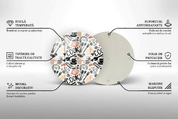 Steklena podloga za rezanje Motiv risane kuhinje