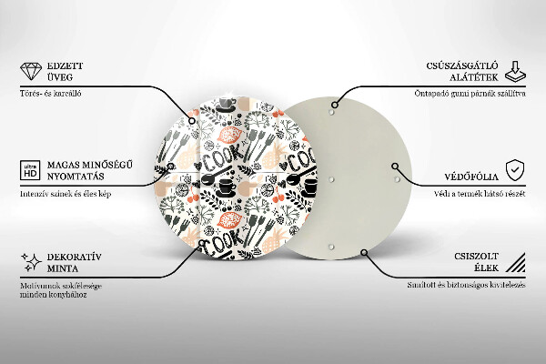 Steklena podloga za rezanje Motiv risane kuhinje