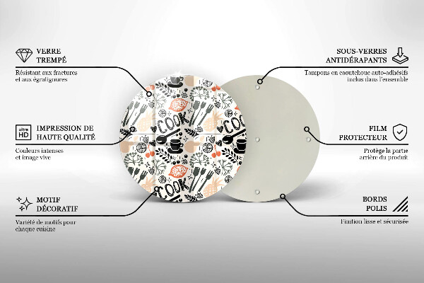 Steklena podloga za rezanje Motiv risane kuhinje