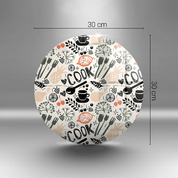 Steklena podloga za rezanje Motiv risane kuhinje