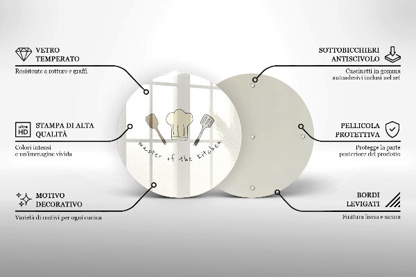 Steklena podloga za rezanje Mojster kuhinje