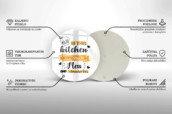 Steklena podloga za rezanje V tej kuhinji smo delali nered in spomine