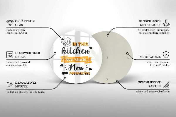 Steklena podloga za rezanje V tej kuhinji smo delali nered in spomine
