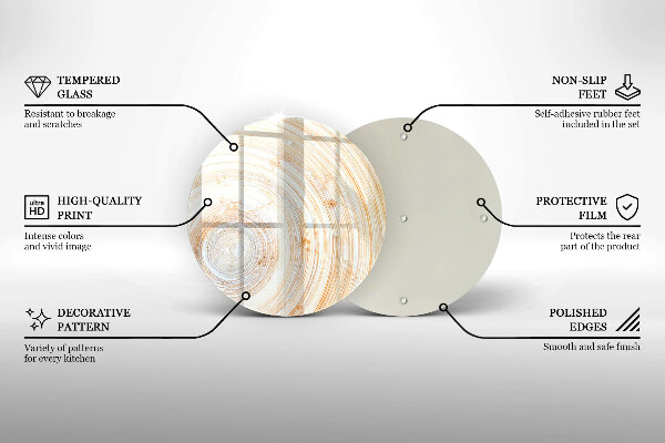 Steklena podloga za rezanje Tekstura lesa
