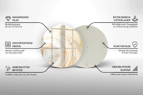 Steklena podloga za rezanje Tekstura lesa