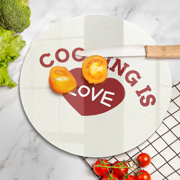 Steklena podloga za rezanje Cooking is love