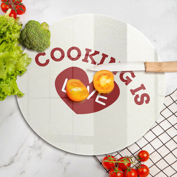 Steklena podloga za rezanje Cooking is love