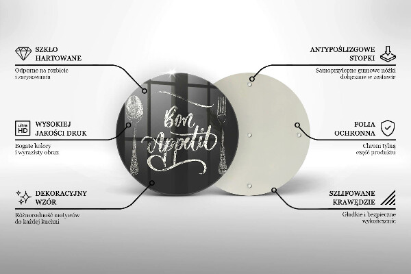 Steklena podloga za rezanje Napis Bon Appetit