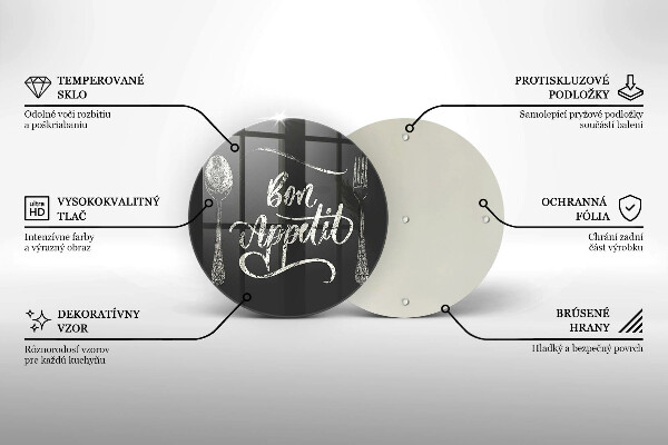 Steklena podloga za rezanje Napis Bon Appetit