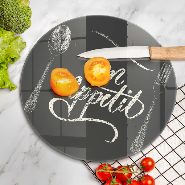 Steklena podloga za rezanje Napis Bon Appetit