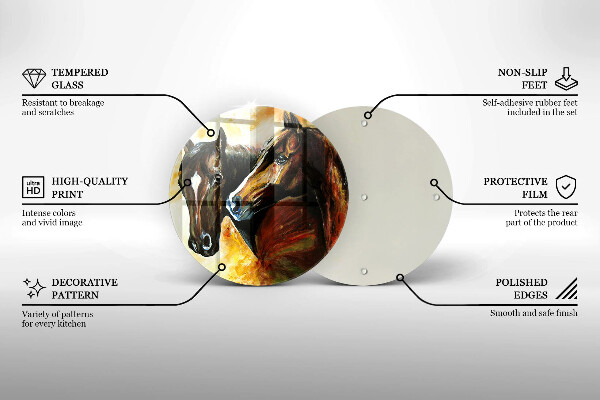 Steklena podloga za rezanje Živali konji