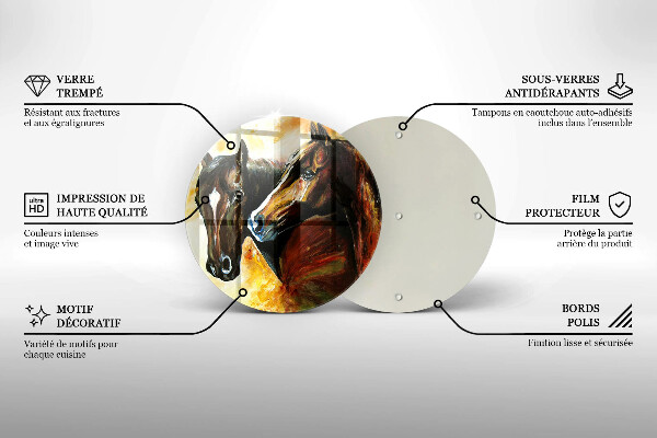 Steklena podloga za rezanje Živali konji