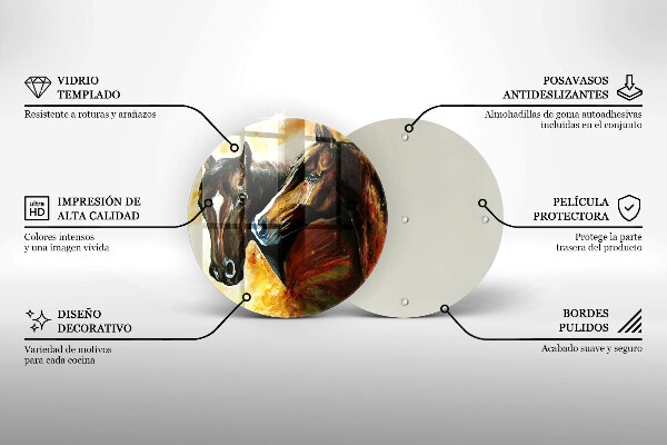 Steklena podloga za rezanje Živali konji