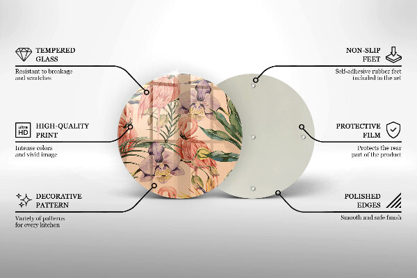 Steklena podloga za rezanje Ilustracija flamingov