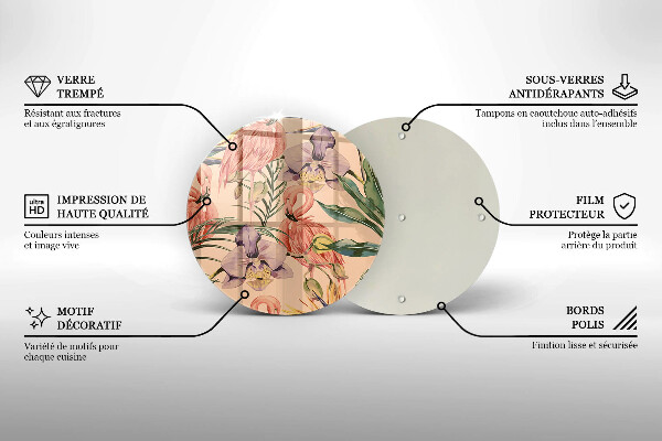 Steklena podloga za rezanje Ilustracija flamingov