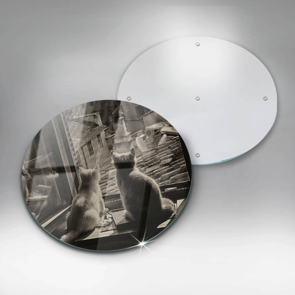 Steklena podloga za rezanje Mačje mesto in okno