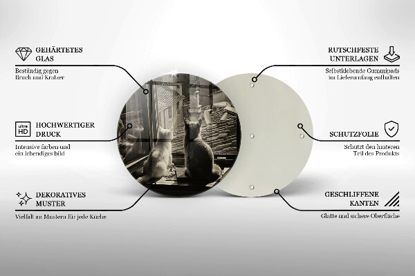 Steklena podloga za rezanje Mačje mesto in okno