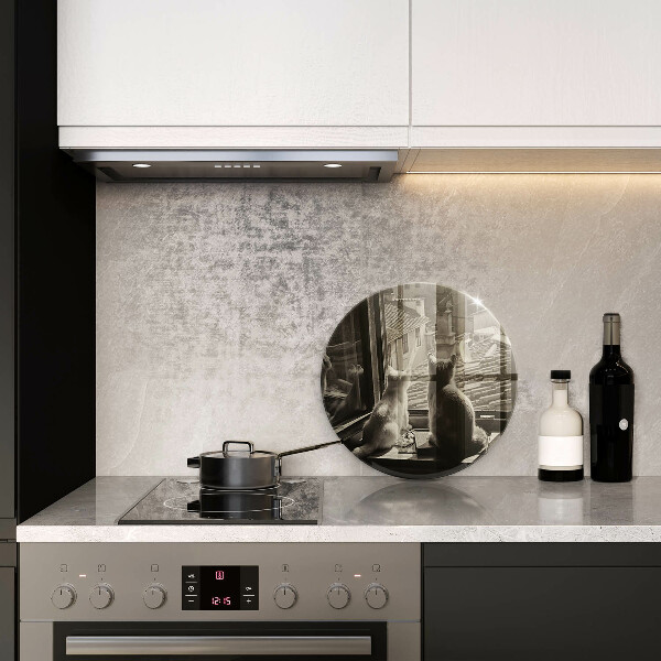 Steklena podloga za rezanje Mačje mesto in okno