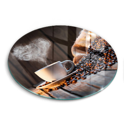 Steklena podloga za rezanje Skodelica za kavo in srce