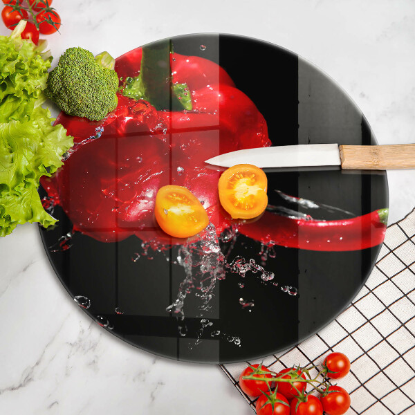 Steklena podloga za rezanje Rdeča paprika v vodi