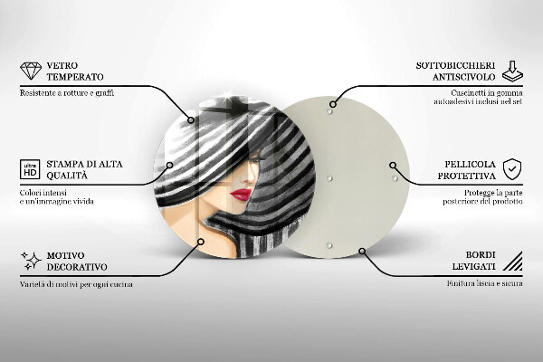 Steklena podloga za rezanje Ženska v klobuku